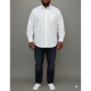 Oak Hill Mens Shirt 20 37/38 Long Sleeve Button Down Blue 3XLT Big Tall Classic